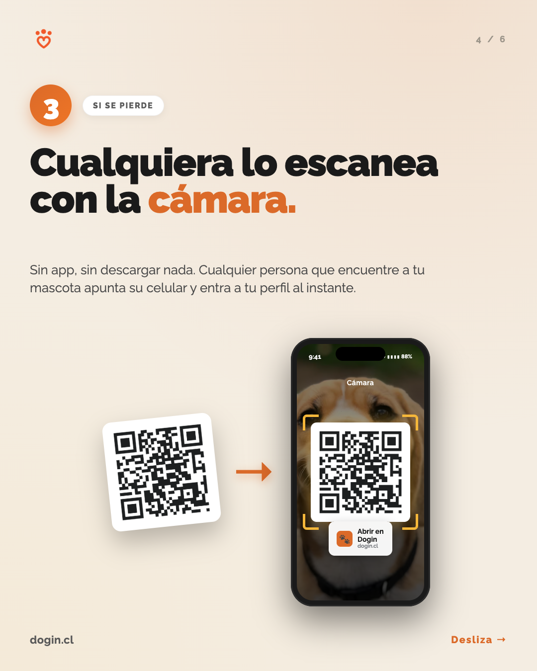 Paso 3: si tu mascota se pierde, cualquiera escanea el QR con la cámara